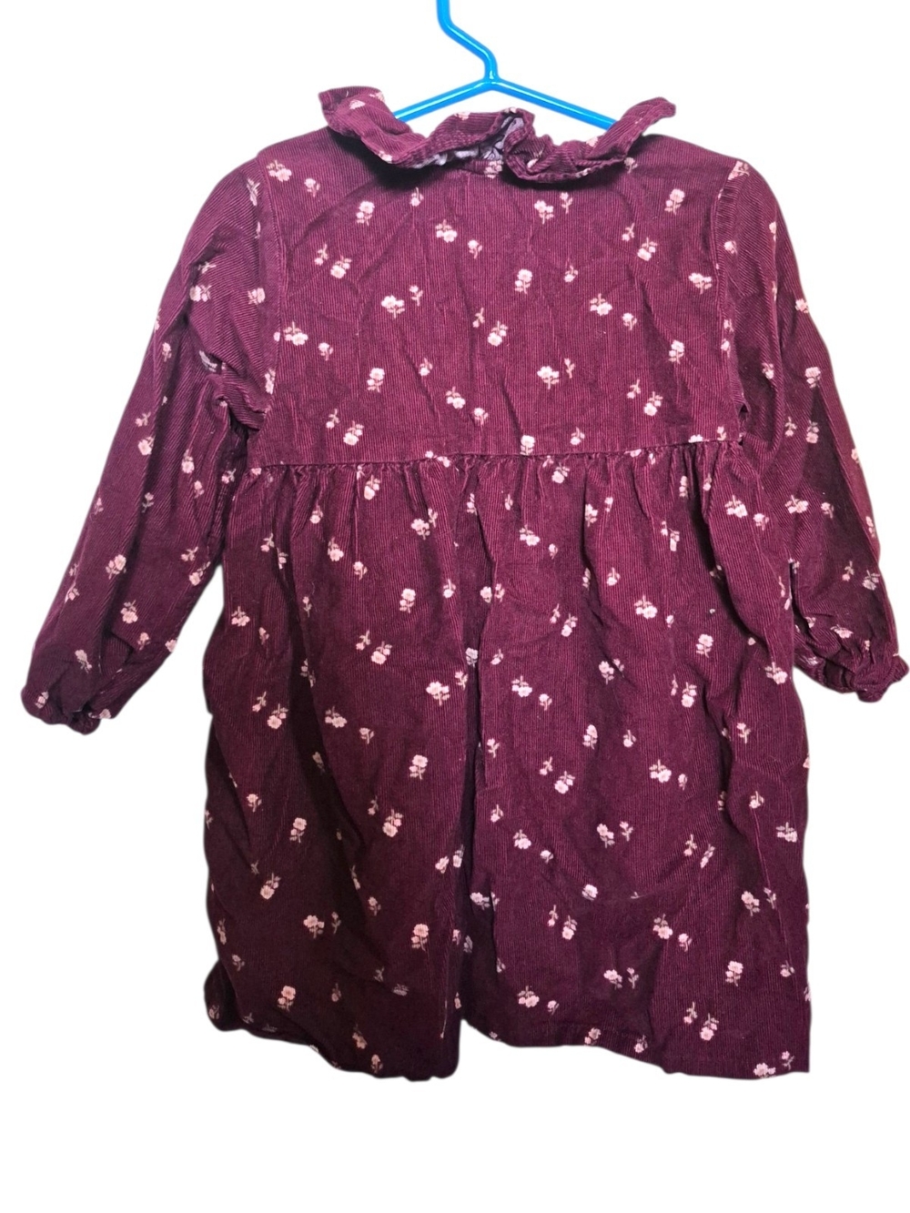 H&M Girls' Long Sleeve Plum/Burgundy Floral Corduroy Dress